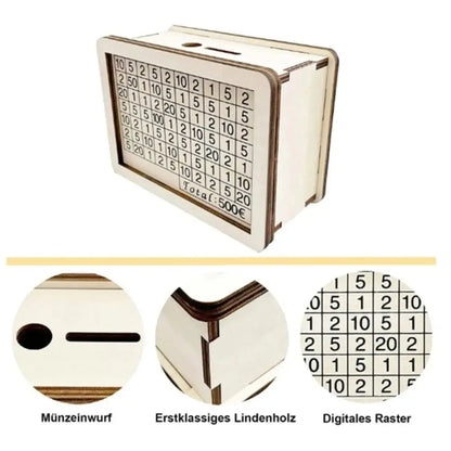 Wooden Money Saving Box with Goal Counter