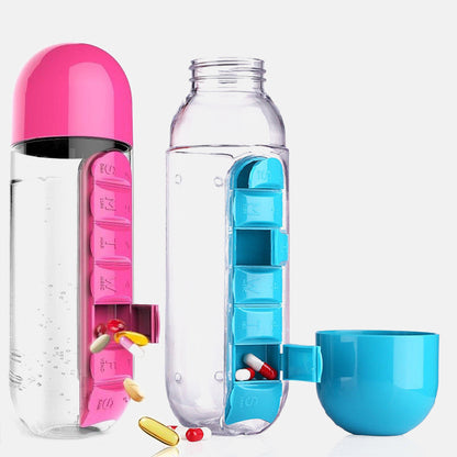2-in-1 Pill Organizer Water Bottle