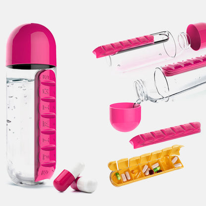2-in-1 Pill Organizer Water Bottle