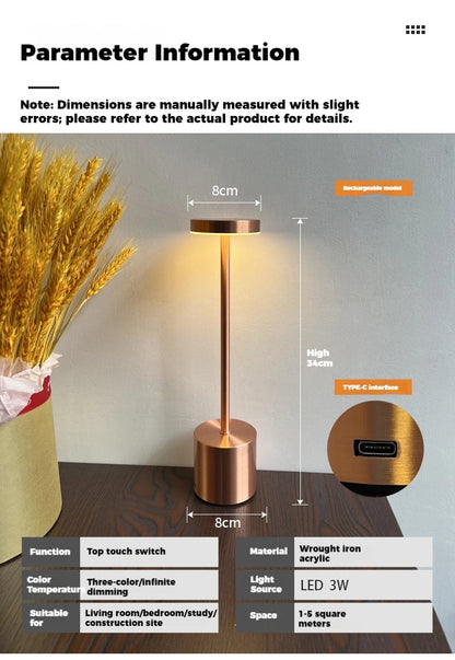 Cordless LED Table Lamp – Portable Retro Light for Outdoor, Bar, Restaurant Ambiance