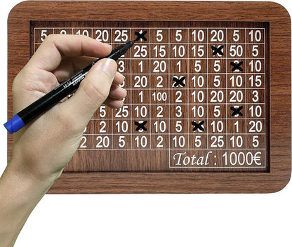 Money Wood Box Piggy Bank with Numbers & Saving Goal