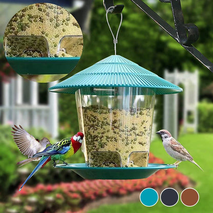 Garden Gazebo Hanging Wild Bird Feeder Outdoor Container With Hang Rope