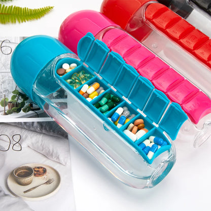 2-in-1 Pill Organizer Water Bottle