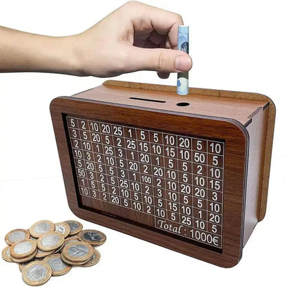 Wooden Money Saving Box with Goal Counter