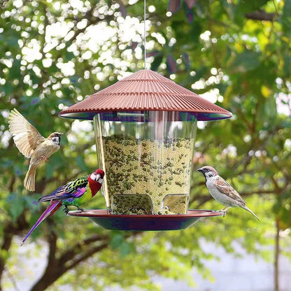 Garden Gazebo Hanging Wild Bird Feeder Outdoor Container With Hang Rope