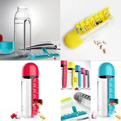 2-in-1 Pill Organizer Water Bottle